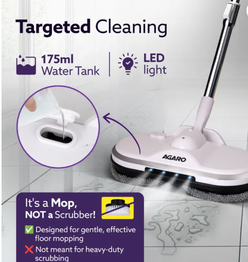 AGARO Regency Electric Spin Mop for Floor Cleaning, Mop Set  (Grey)