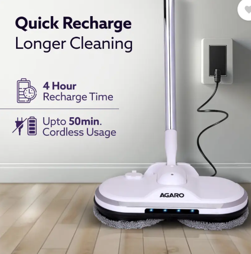 AGARO Regency Electric Spin Mop for Floor Cleaning, Mop Set  (Grey)