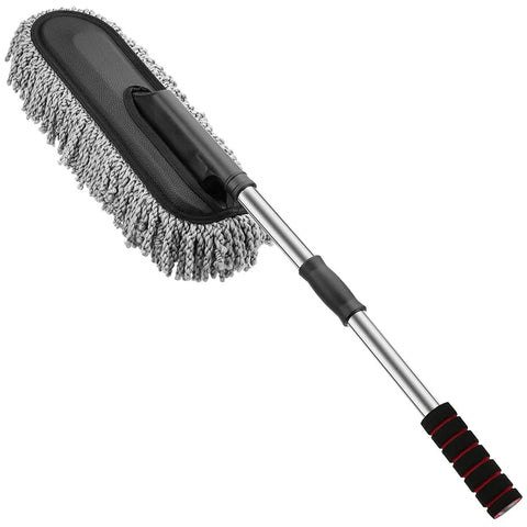 Keep your car and home spotless with our versatile Car Duster featuring a long retractable handle and soft microfiber bristles for superior dust removal. Superior Dust Absorption: High-quality microfiber bristles trap dust effectively on car and household