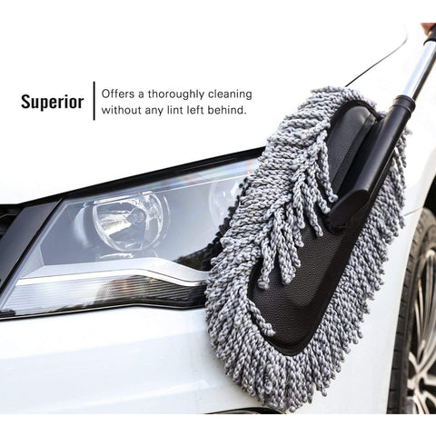 Keep your car and home spotless with our versatile Car Duster featuring a long retractable handle and soft microfiber bristles for superior dust removal. Superior Dust Absorption: High-quality microfiber bristles trap dust effectively on car and household
