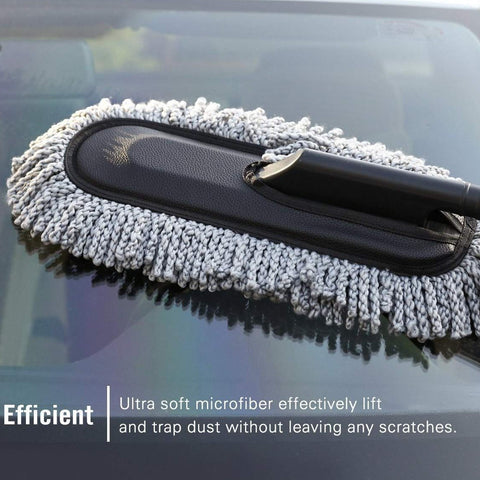 Keep your car and home spotless with our versatile Car Duster featuring a long retractable handle and soft microfiber bristles for superior dust removal. Superior Dust Absorption: High-quality microfiber bristles trap dust effectively on car and household