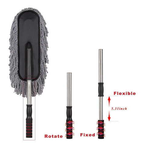 Keep your car and home spotless with our versatile Car Duster featuring a long retractable handle and soft microfiber bristles for superior dust removal. Superior Dust Absorption: High-quality microfiber bristles trap dust effectively on car and household